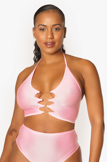 Top corto infinito de color rosa chicle